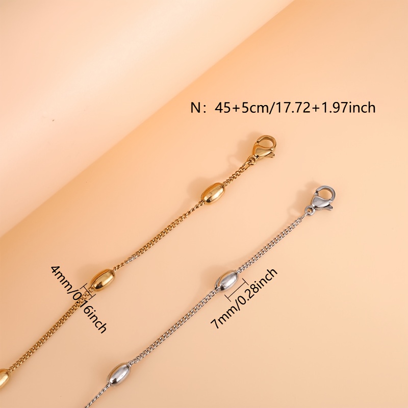 Unisex Beaded Stainless Steel Necklace, Exquisite Choker
